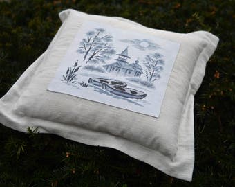 Декоративная подушка. Decorative pillow. 100% cotton. Cross-stitch.