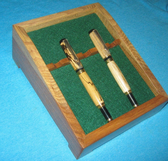 FOUNTAIN PEN DISPLAY CaseSolid Hickory WoodHolds Five
