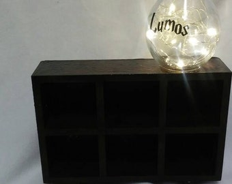 Harry Potter Inspired Apothecary Cubby Shelf with Attached Lumos Lamp