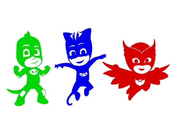 Download PJ Masks Vinyl Sticker Set in color. Cat Boy Owlette and