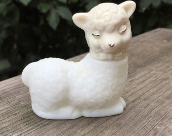 Vintage 1970's Milk Glass Avon Lamb Perfume Bottle