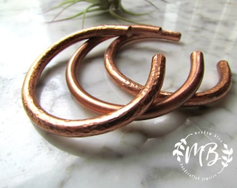 Hammered forged copper bracelet women's healing copper jewelry simple minimalist bracelet solid raw copper stacking brushed or hammered