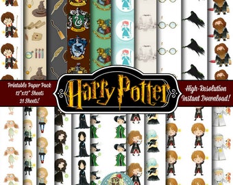Harry Potter Digital Paper, Harry Potter Scrapbook Paper, Harry Potter Paper, Hogwarts, Deathly Hallows, Harry Potter Printable Paper