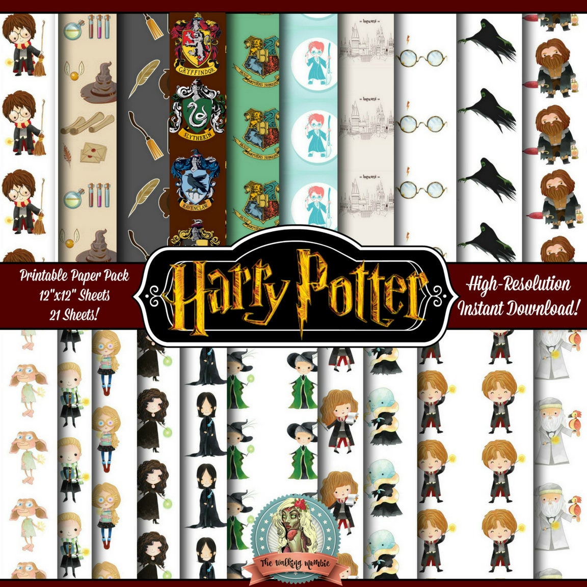 Harry Potter Digital Paper, Harry Potter Scrapbook Paper, Harry Potter ...