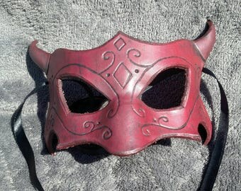 Handmade Handpainted Real Leather Devil Mask