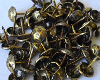 Vintage Decorative Upholstery Nails Heico No.9 Steel Tiny Small Dainty Miniature Size (75) Each Pieces Per Lot W.Germany