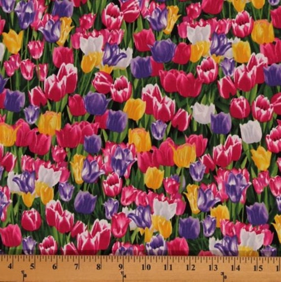 Tulip Fabric Floral Fabric Tulips By Elizabeth S By Angelfabric