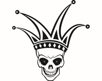 Skull #5 Head Joker Jester Death Killer Tattoo Skeleton T-Shirt .SVG .EPS .PNG Instant Digital Clipart Vector Cricut Cut Cutting Download