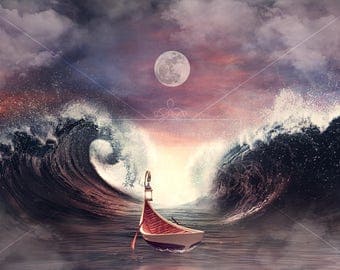 Parting Sea Digital Backdrop / Background, High Resolution, Instant Download.