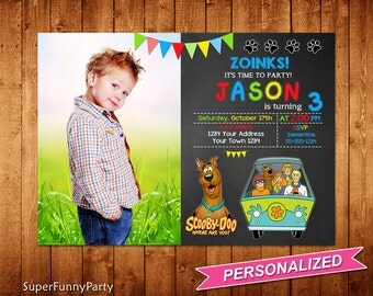 Scooby Doo Invitation, Scooby Doo Birthday Invite, Scooby Doo Printable, Personalized, Digital File