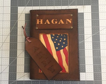 Leather Notebook Cover, Leather Journal, Large Leather Journal, Lined Leather Notebook, Military Journal, Personalize with Name/Initials