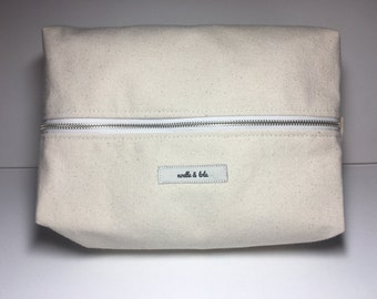 Natural Canvas Dopp Kit, Makeup Bag, Toiletry Kit, Cosmetics Bag, Boho Travel Bag, Travel, Gift for Her, Gift for Traveler, by Noelle & Lola