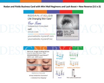 Rodan and Fields Business Card with Mini Mall Regimens and Lash Boost + New Reverse (3.5 x 2)
