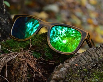 Wood Sunglasses | Revo Emerald Polarized Lenses | Driftwood | Rainforest Sunglasses