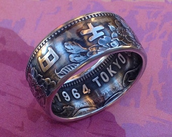 1964 Tokyo Olympic Games 1000 Yen Silver Coin Ring (92.5%, Sterling Silver)