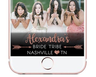 Rose Gold Custom Bride Tribe Bachelorette Party Snapchat Filter, Birthday Snapchat filter