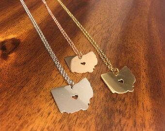 Ohio Necklace - Ohio Pendant - Ohio Charm - Ohio Outline - Ohio Jewelry - Ohio State Necklace - Ohio Jewelry - Ohio