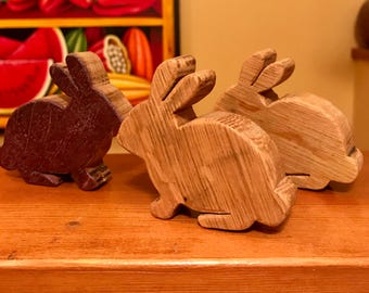 Hand carved wooden Easter Bunny - made from reclaimed red wine barrel top - Easter Rabbit