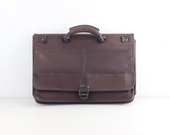 Leather laptop bag, Tropical Leather made in Columbia leather attache, chestnut brown college bag, work bag, 15.6" laptop