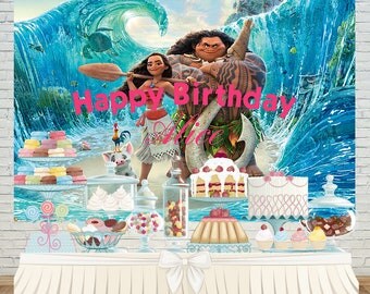Moana birthday backdrop,Moana Backdrop,Moana Banner,Birthday backdrop,Event backdrop,Polyester