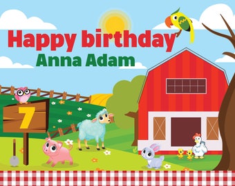 Large Custom Farm Birthday Banner, farm birthday party ,farm theme birthday party , Farm Backdrop , Farm Birthday Party Decorations ;1400038