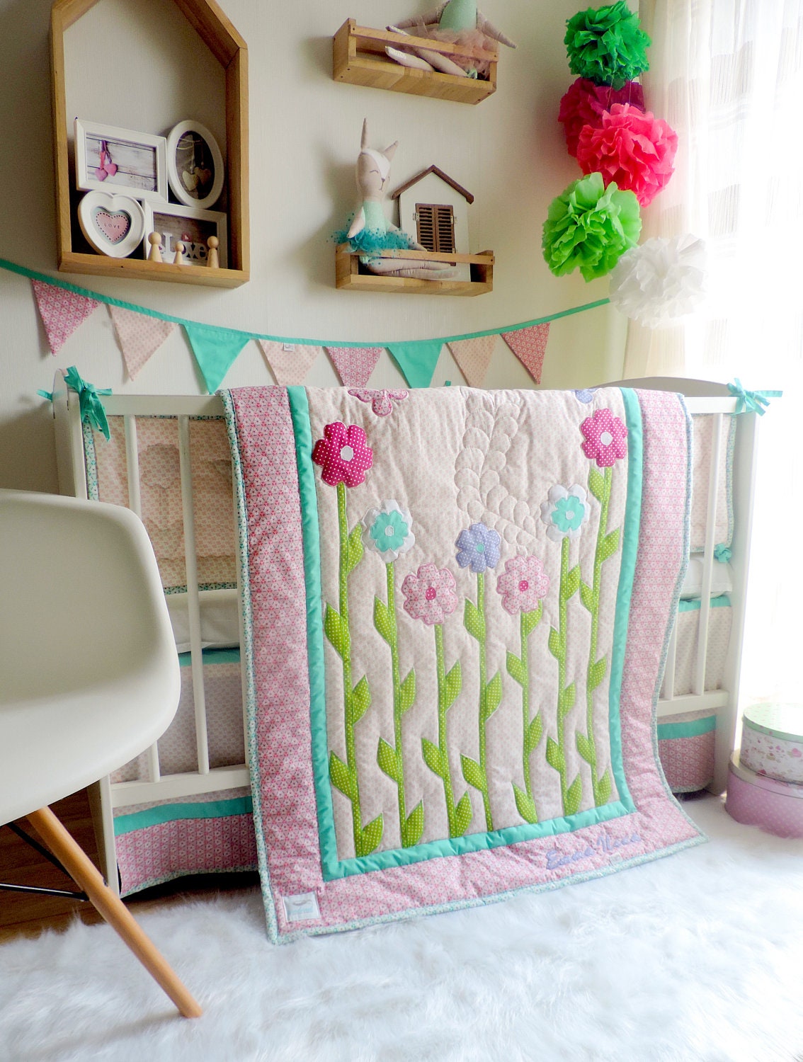 Nursery Bedding Set Girl Floral Crib Bedding Floral Girl