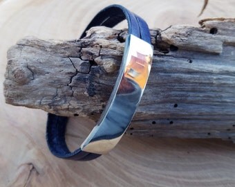Leather strap in blue