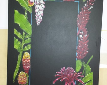 Ginger Plant Flowers Blackboard/Memos/Kitchen Message Board/Shopping List/To Do List/Organizer/Chalkboard/Meal Planner/Memo Board