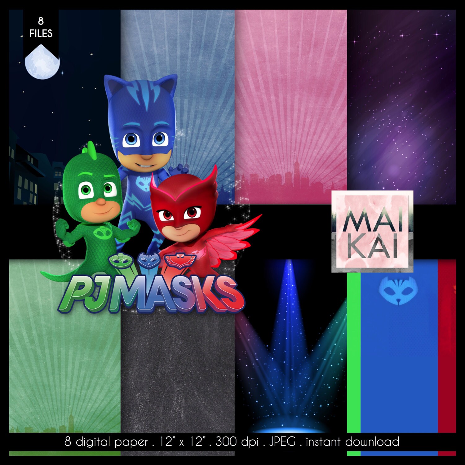 PJ Masks digital paper pj masks clipart pj masks paper pj