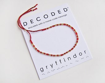 GRYFFINDOR - Morse Code Bracelets - Harry Potter Jewelry - Morse Code Jewelry - Hogwarts Houses - Harry Potter Gifts