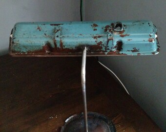 Auto parts Lamp made from Chevy blue Valve Cover - 21in tall