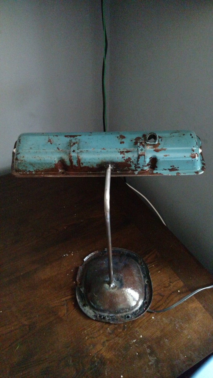 Auto parts Lamp made from Chevy blue Valve Cover 21in tall