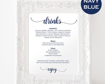 Wedding Signature Drink Sign - Signature Cocktail Sign - Signature Drinks Printable - Navy Wedding - Downloadable wedding #WDH812248