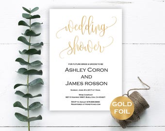 Bridal Shower Invitation - Wedding Shower Template - Gold Wedding Shower Invitation - Downloadable wedding #WDH812252