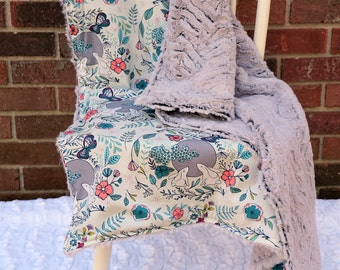 Girl Baby Blanket woodland nursery bedding gray nursery woodland toddler blanket gender neutral nursery