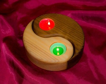Candlesticks. Wooden candlesticks. Yin Yang. Нand made