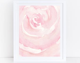 Blush Prints, Blush Pink Watercolor Art, Printable Watercolor, Blush Wall Art, Bedroom Wall Art, Abstract Art, Watercolor Flower, Pink Rose