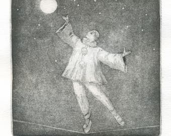 Original etching "Pierrot"
