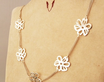 Double 925 sterling chain with flowers