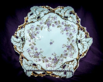 Ornate Reticulated Carl Tielsch Molded Serving Bowl (Alwasser, Germany) 1847-1890