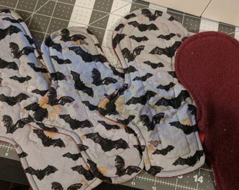 Set of 4 cotton topped fleece backed cloth pads, mama cloth, RUMPs