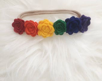 Rainbow Headband, Rainbow Baby Headband, Rainbow Baby Gift, Rainbow Baby Outfit, Newborn Flower Halo, Rainbow Flower Headband, Rainbow Halo