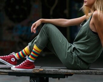 rainbow socks, fun socks, colorful socks, cozy socks, women socks, casual socks, cool socks, gift socks, cotton socks made in EU socks