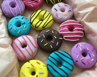 12 handmade polymer clay doughnut pattern weights