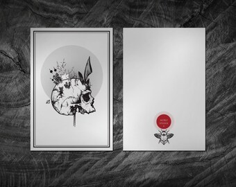 Skull Tattoo Flash Art Print. Card 10 x 15 cm