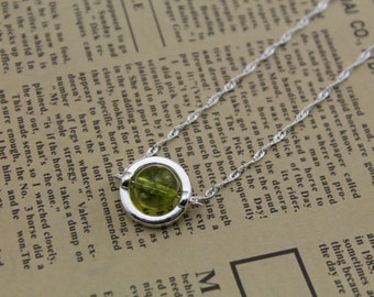 natural prehnite stone Sterling Silver necklace