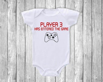 Player 3 Has Entered the Game Funny Baby Onesies Bodysuits Size Newborn- 12 Month