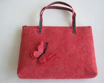 Items similar to Jana upcycled felted wool handbag with vintage buttons ...