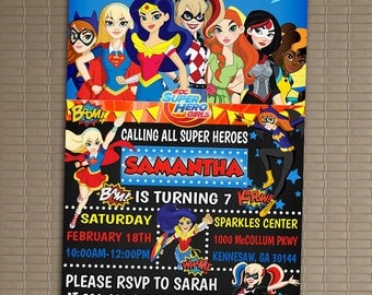 DC Superhero Girls Invitation, You Print Invitation, DC Superhero Girls Birthday, DC Superhero Girls Birthday Party Invitation