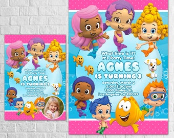 Bubble Guppies Invitation, Bubble Guppies Invites, Bubble Guppies Printables, Bubble Guppies Party, For Boys and Girls, Thank You Card